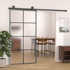 Sliding Door Aluminum and ESG Glass 40.4"x80.7" Black