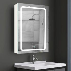 30x20 inch LED Bathroom Medicine Cabinet Surface Mounted Cabinets With Lighted Mirror White Right Open