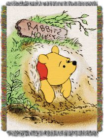 Winnie the Pooh ; Vintage Pooh Licensed 48"x 60" Woven Tapestry Throw by The Northwest Company