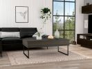 DEPOT E-SHOP Ocean Lift Top Coffee Table, Two Legs, Two Shelves, Carbon Espresso