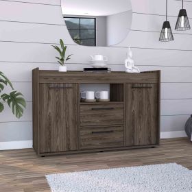 Lyon Sideboard, Two Drawers, Double Door Cabinets -Dark Walnut