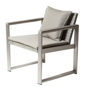 Exquisitly Aluminum Upholstered Cushioned Chair with Rattan, Gray/Taupe