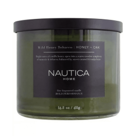 Nautica 14.5oz Soy Wax Blend 3 Wick Candle - Wild Honey Tobacco Honey & Oak