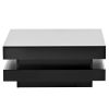 ON-TREND High Gloss Minimalist Design with LED Lights, 2-Tier Square Coffee Table, Center Table for Living Room, 31.5''x31.5''x14.2'',Black